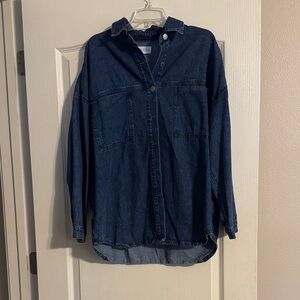 WORN ONCE Casual Dark Blue Denim Shirt